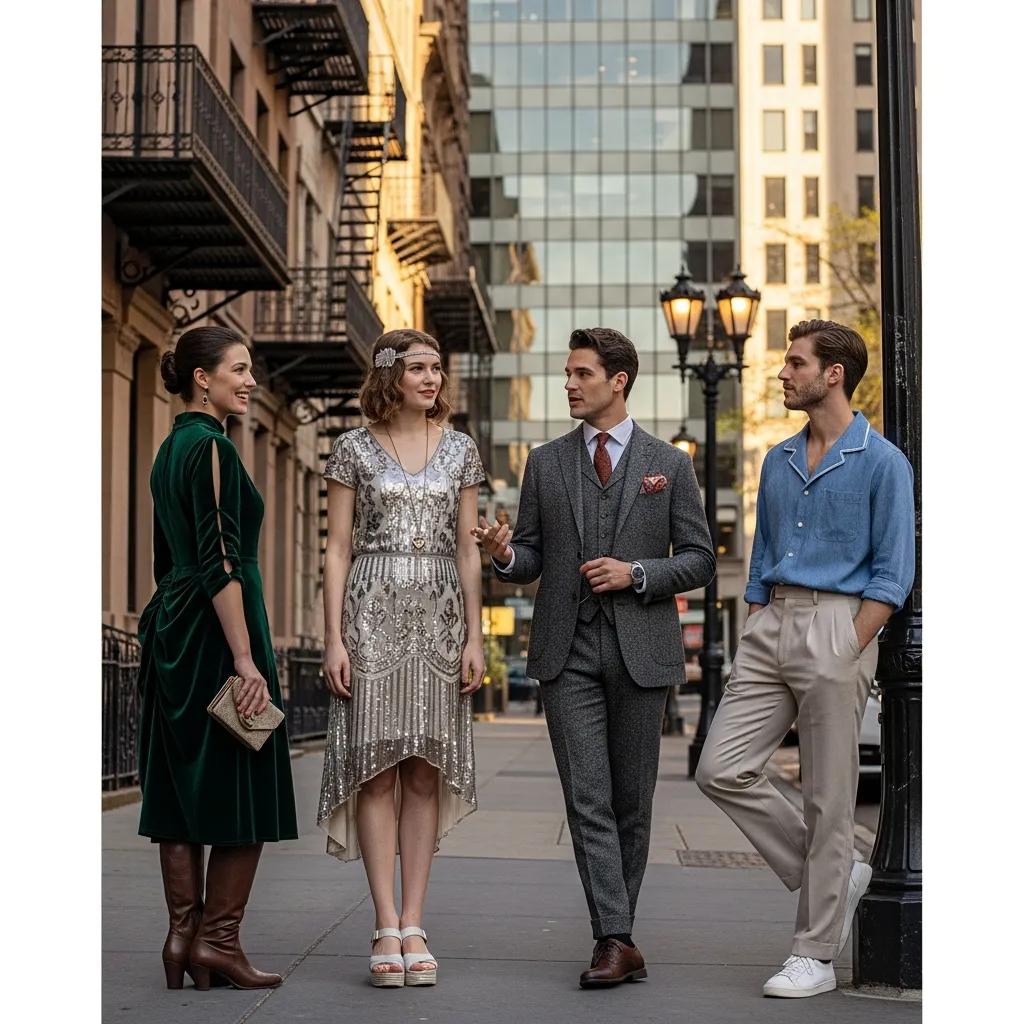 Contemporary fashion inspired by historical styles from various eras