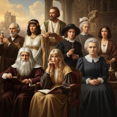 Diverse iconic historical figures representing their contributions to society